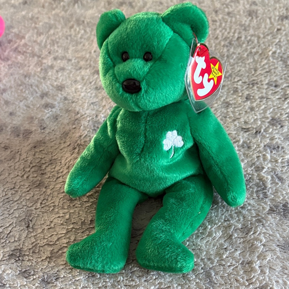 Ty Lucky Shamrock Beanie Baby Green Irish Teddy Bear